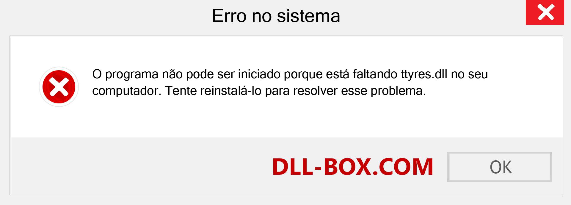 Arquivo ttyres.dll ausente ?. Download para Windows 7, 8, 10 - Correção de erro ausente ttyres dll no Windows, fotos, imagens